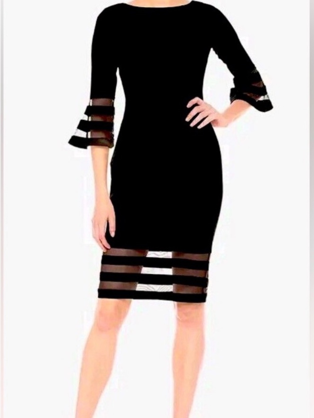 Calvin Klein Black Sheer-Panel Bodycon Dress
